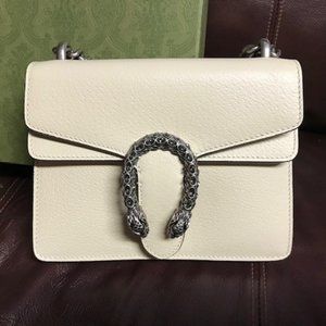 DIONYSUS MINI LEATHER BAG - Cream (used once) - Selling for $2,600 now at GUCCI.